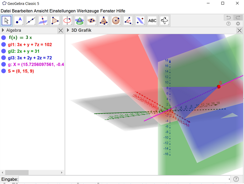 Beispiel 3 ebenen Geogebra